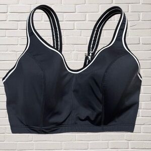 LIVI Active 38F High Impact Underwire Sports Bra Supportive Black Front Zip